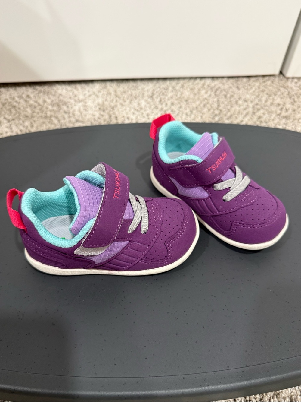 Kids Purple Athletic Sneakers with Teal Lining - Tsukihoshi